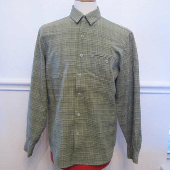 Mountain Equipment Co-Op Men’s Medium Long Sleeve Collared Green Button Up Shirt - Picture 1 of 6